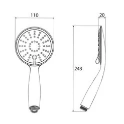 Tiger Handdouche Splash Tossa Ø11 Cm 3 Standen -Badkamer Winkel 123 1254