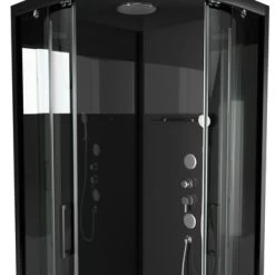 Aurlane Douchecabine Met Schuifdeur Black Mirror 2 Kwartrond Zwart 90x90 Cm -Badkamer Winkel 123 1394