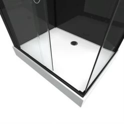 Aurlane Douchecabine Met Schuifdeur Black Mirror 2 Rechthoek Zwart 80x110 Cm -Badkamer Winkel 123 1406