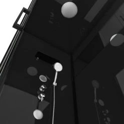 Aurlane Douchecabine Met Schuifdeur Black Mirror 2 Rechthoek Zwart 80x110 Cm -Badkamer Winkel 123 1407