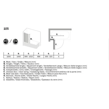 Sealskin Badklapwand S105 2-delig 140x100cm Chroom 4 Sealskin Badklapwand S105 2-delig 140x100cm Chroom - Afbeelding 4