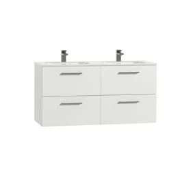 Tiger Studio Badkamermeubel 120cm Hoogglans Wit Met Dubbele Witte Wastafel