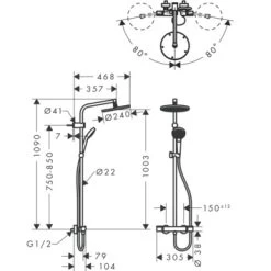 Hansgrohe Regendouche MySelect S 240 Rond Met Thermostatische Douchekraan En Handdouche -Badkamer Winkel 123 1632