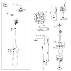 Tiger Regendoucheset Akcent Zwart/messing Incl Kraan En Handdouche Met 3 Straalstanden -Badkamer Winkel 123 1666