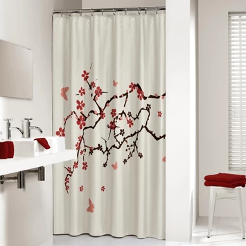 Sealskin Douchegordijn Blossom Rood 180x200 Cm 2 Sealskin Douchegordijn Blossom Rood 180x200 Cm - Afbeelding 2