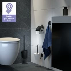 Tiger Tune Toiletrolhouder Met Klep Geborsteld Zwart/mat Zwart -Badkamer Winkel 123 1960