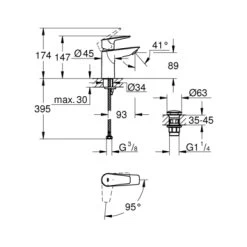 Grohe Wastafelkraan Start Edge S-size QuickFix Chroom -Badkamer Winkel 123 2522