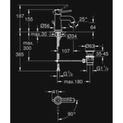 GROHE Wastafelkraan Start Classic S-size Met Hendel En Waste Chroom -Badkamer Winkel 123 2531