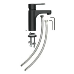 Atlantic Wastafelkraan Parker Met Hendel Zwart -Badkamer Winkel 123 2825