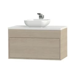Tiger Helsinki Badkamermeubel 80 Cm Naturel Eiken Met Waskom -Badkamer Winkel 123 283