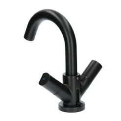 Aqualino Wastafelkraan Fortore 2-knops Met Waste Zwart -Badkamer Winkel 123 2832