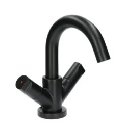 Aqualino Wastafelkraan Fortore 2-knops Met Waste Zwart -Badkamer Winkel 123 2836