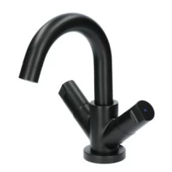 Aqualino Wastafelkraan Fortore 2-knops Met Waste Zwart -Badkamer Winkel 123 2844