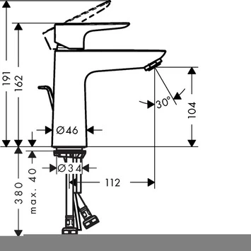 Hansgrohe Wastafelkraan Talis E Met Hendel En Waste Wit 2 Hansgrohe Wastafelkraan Talis E Met Hendel En Waste Wit - Afbeelding 2