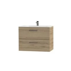 Tiger Badkamermeubel Studio 80cm Chalet Eik/matwit Met RVS Greep -Badkamer Winkel 123 289