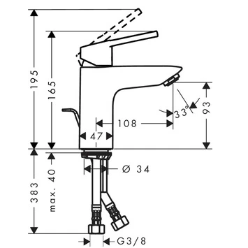 Hansgrohe Wastafelkraan Logis Loop 100 Met Hendel En Waste Chroom 4 Hansgrohe Wastafelkraan Logis Loop 100 Met Hendel En Waste Chroom - Afbeelding 4