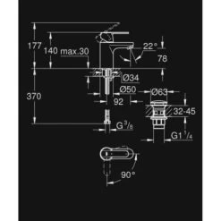 GROHE Wastafelkraan Get S-size Met Hendel En Afvoerplug Chroom -Badkamer Winkel 123 2896