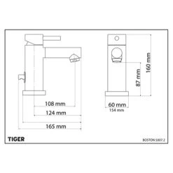 Tiger Wastafelkraan Boston Met Hendel En Waste Chroom -Badkamer Winkel 123 2927