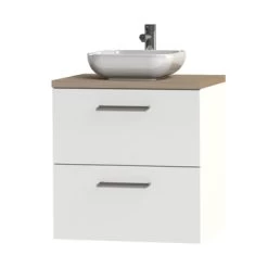 Tiger Badkamermeubel Studio 60cm Hoogglans Wit/witte Waskom Met Vierkante Greep -Badkamer Winkel 123 296