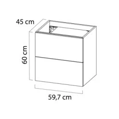 Tiger Badkamermeubel Studio 60cm Hoogglans Wit/witte Waskom Met Vierkante Greep -Badkamer Winkel 123 303