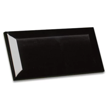 Wandtegel Metro Zwart 7,5x15 Cm 0,5 M² 2 Wandtegel Metro Zwart 7,5x15 Cm 0,5 M² - Afbeelding 2