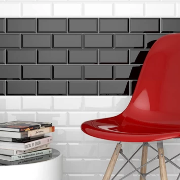 Wandtegel Metro Zwart 7,5x15 Cm 0,5 M² 3 Wandtegel Metro Zwart 7,5x15 Cm 0,5 M² - Afbeelding 3