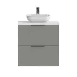 Tiger Badkamermeubel Studio 60 Cm Mat Grijs Met Keramische Waskom Hoogglans Wit En Profielgrepen