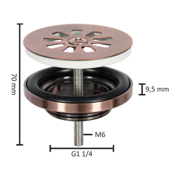 Differnz Afvoerplug Voor Fontein Rood Koper 2 Differnz Afvoerplug Voor Fontein Rood Koper - Afbeelding 2