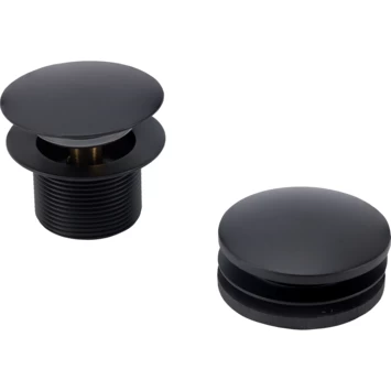 Sanivesk Afvoerplug Bad + Knop Zwart 2 Sanivesk Afvoerplug Bad + Knop Zwart - Afbeelding 2