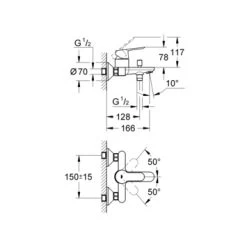 Grohe Badkraan Start Edge Chroom 15 Cm -Badkamer Winkel 123 47