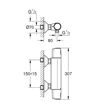 Grohe Thermostatische Douchekraan Precision Trend New Chroom 15 Cm 2 Grohe Thermostatische Douchekraan Precision Trend New Chroom 15 Cm - Afbeelding 2
