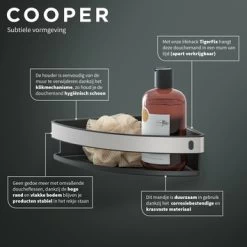 Tiger Hoekdouchemand Cooper 21 Cm RVS/zwart -Badkamer Winkel 123 729