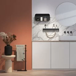 Sealskin Brix Wandrek Met Handdoekrek 55 Cm Zwart 24 Sealskin Brix Wandrek Met Handdoekrek 55 Cm Zwart -Badkamer Winkel 123 955